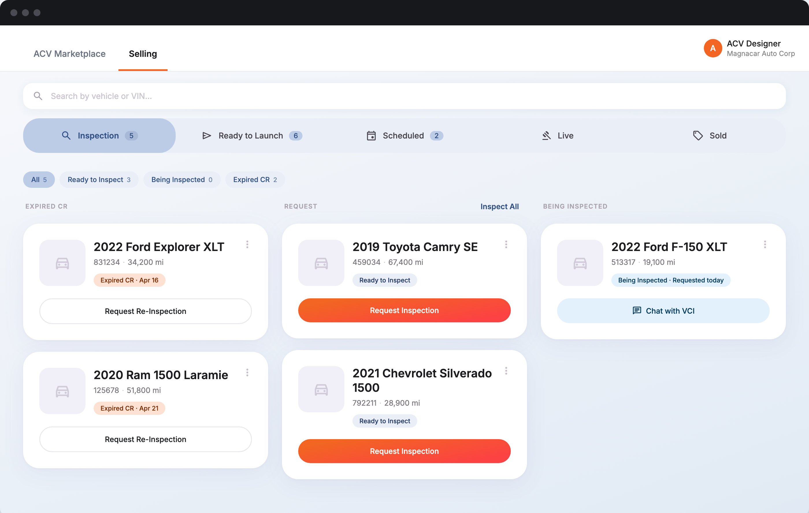 Seller Inventory Console — pipeline overview